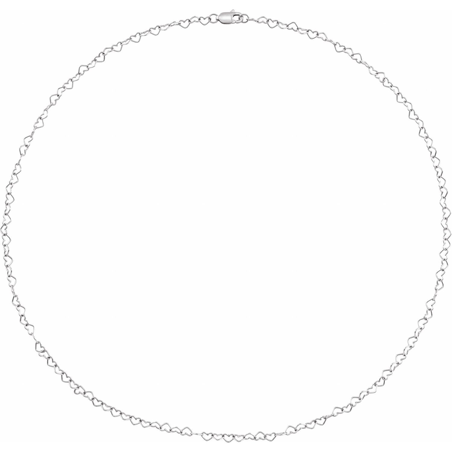16” 3.2MM HEART CABLE CHAIN WITH LOBSTER CLASP IN STERLING