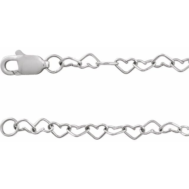 16” 3.2MM HEART CABLE CHAIN WITH LOBSTER CLASP IN STERLING