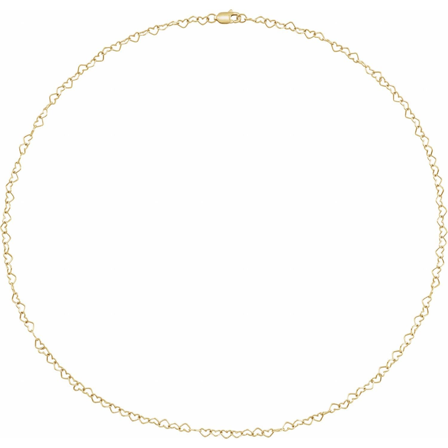 7” 3.2MM HEART CABLE CHAIN WITH LOBSTER CLASP IN 14K WHITE GOLD