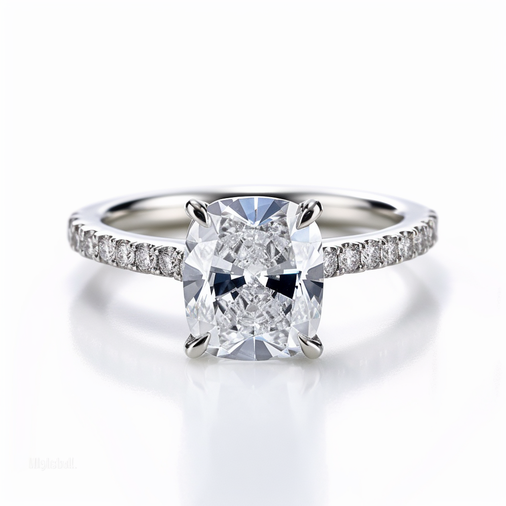 3.08 Carat Cushion Diamond Engagement Ring in 18k white Gold