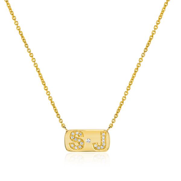 Diamond Initial Necklace with Dot
